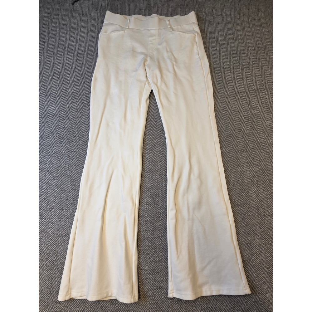 Conceited Dress Pants Women's Large White Stretch Relaxed Fit Flare Leg Pull On
